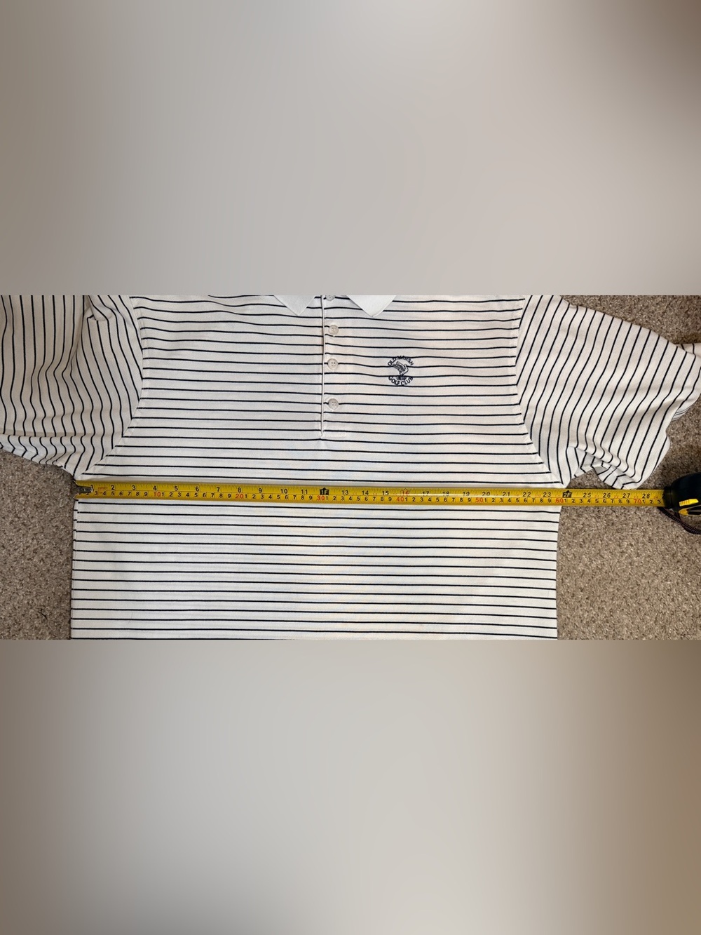Vintage Old Marsh Golf Club Polo Shirt White Black Stripe Robert Bryan Size L - Picture 12 of 15